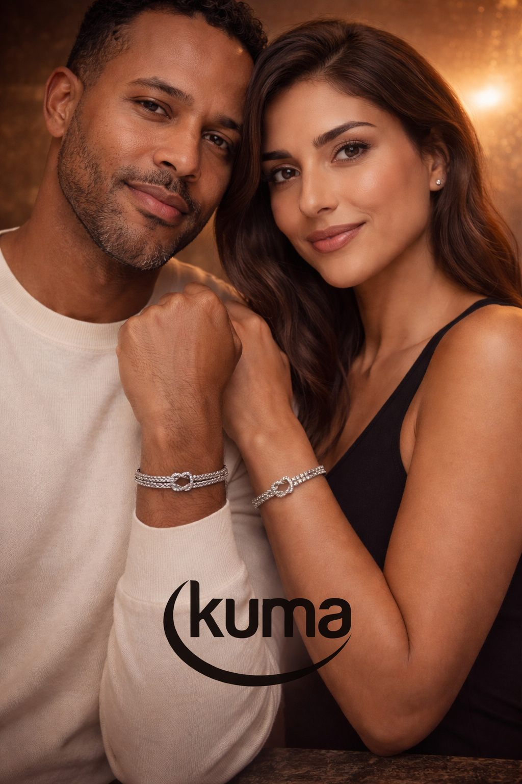 kuma Gioielli bracciali in acciaio 316L per lui acciaio per lei acciaio e tennis zirconi bianchi